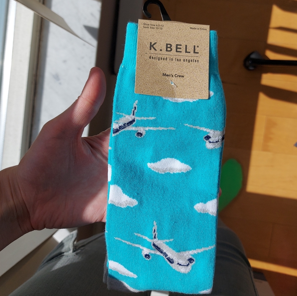 NWT 🏷 K. Bell | Men's Crew Airplane Socks